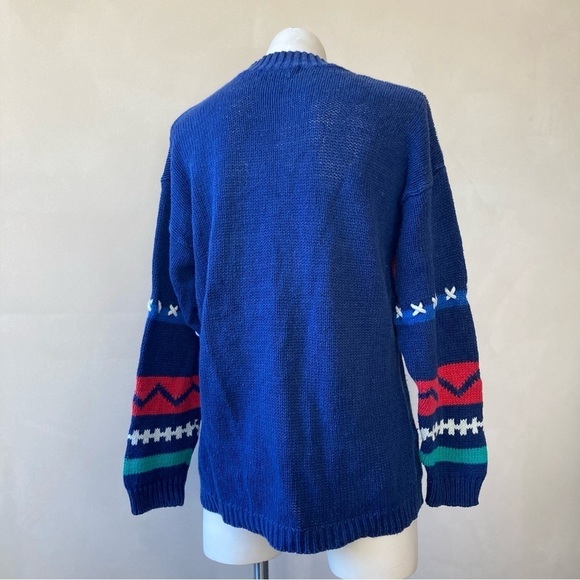 AJ Brandon | Vintage Stiched Colorblock Geometric 90s Knit Sweater - Picture 3 of 6